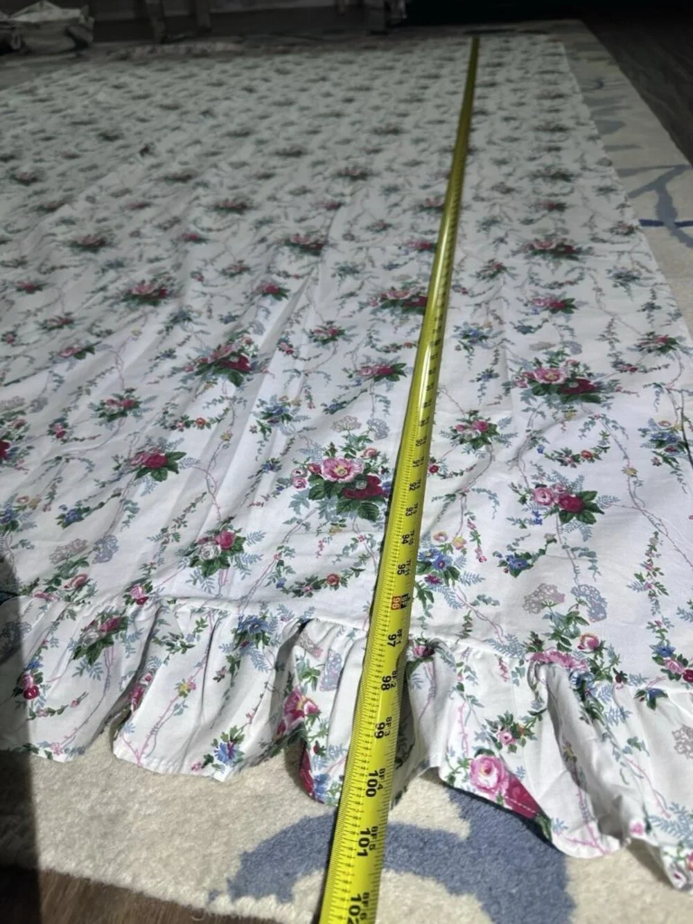 Ralph Lauren Ruffle Twin XL Flat Sheet Cottagecore Floral Shabby Chic Vintage